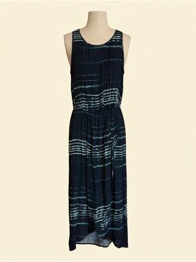Tarte Navy and Teal Sleeveless Tie-Dye Midi Dress